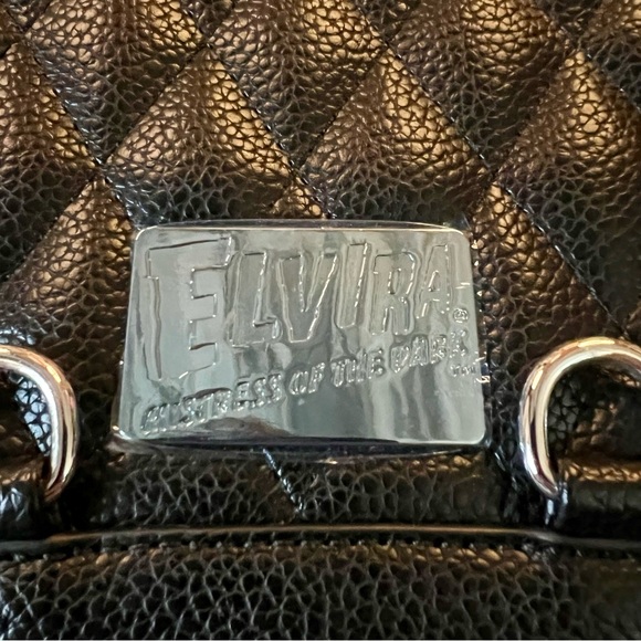 Lux de Ville Elvira Matte Black and Silver Sparkle Coffin Backpack - Picture 10 of 14
